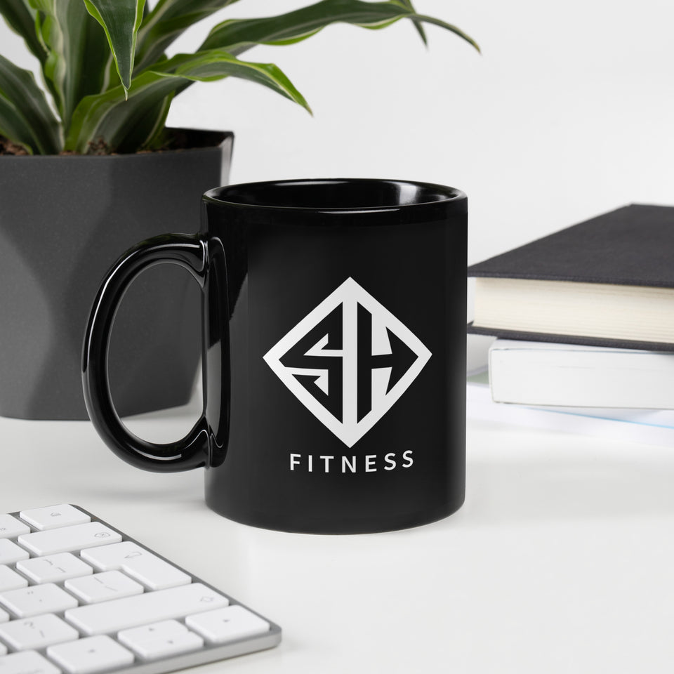 Black Coffee Mug | Black Glossy Mug | Strong Heroes Fitness